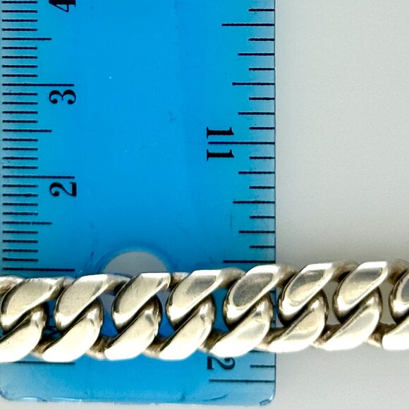 925 Sterling Silver Men's Heavy Cuban Chain Bracelet - 8.5", 49.32g - Picture 9 of 10